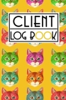 Client Log Book: Cute Colorful Animal Cat Pattern in Yellow Cover Gift Cover Image