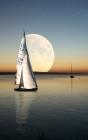 Notebook: Fantasy Sea Sunset Sailboat Moon Cover Image