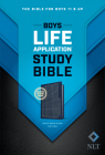 NLT Boys Life Application Study Bible, Tutone (Leatherlike, Blue/Neon/Glow) By Tyndale (Created by) Cover Image