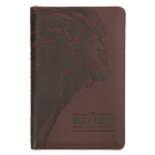 KJV Holy Bible, Standard Size Faux Leather Red Letter Edition - Thumb Index & Ribbon Marker, King James Version, Brown Lion Zipper Closure By Christian Art Gifts (Created by) Cover Image