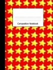 Composition Notebook: Wide Ruled Writing Book Yellow Stars on Red Design Cover By Lark Designs Publishing Cover Image