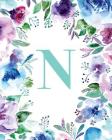 N: Watercolor Floral, 150 Pages, 8