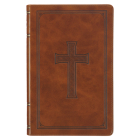 KJV Holy Bible, Standard Size Faux Leather Red Letter Edition Thumb Index, Ribbon Marker, King James Version, Honey Brown Cross Emblem Cover Image