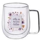 Glass Mug Double Wll She Is More Precious Proverbs 3:15  Cover Image