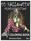50 Halloween Midnight Edition: Adult Coloring Book with Beautiful Flowers, Adorable Animals, Spooky Characters, and Relaxing Fall Designs Volume 2 Cover Image