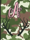 A: Camouflage Monogram Initial A Notebook for Girls - 8.5