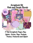 Scrapbook Kit: Pink and Purple Florals, 17 Full Scrapbook Pages Plus: Labels, Circles, Tags, Pockets, Frames, Postcards, Clipart Add By Paper Moon Media Cover Image
