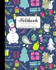 Notebook College Ruled 7.5 x 9.25 in / 19.05 x 23.5 cm: Composition Book, Christmas Collage Snowmen Birds Squirrel Owl Bear Tree Socks Mittens Cover, By Printed Kat Cover Image