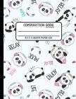 Composition Book Cute Panda Graph Paper 4x4: Music Back to School Quad Composition Book for Teachers, Students, Kids and Teens Math or Science Class By Curlyq Paper Press Cover Image