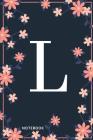 L Notebook: Monogram Initial L Notebook for Women and Girls, Pink & Blue Floral Cover By Sophia Colombo Cover Image