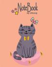 Notebook By FFunny: Grey cat on orange cover and Dot Graph Line Sketch pages, Extra large (8.5 x 11) inches, 110 pages, White paper, Sketc Cover Image