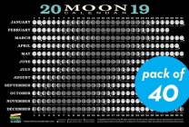 2019 Moon Calendar Card (40 pack): Lunar Phases, Eclipses, and More! By Kim Long Cover Image