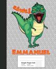 Graph Paper 5x5: EMMANUEL Dinosaur Rawr T-Rex Notebook Cover Image