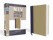 NIV, Thinline Reference Bible, Large Print, Cloth Over Board, Blue/Tan, Red Letter Edition, Comfort Print By Zondervan Cover Image