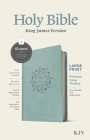 KJV Large Print Premium Value Thinline Bible, Filament Enabled Edition (Red Letter, Leatherlike, Floral Wreath Teal) By Tyndale Cover Image