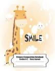 Primary Composition Notebook: Primary Composition Notebook Story Paper - 8.5x11 - Grades K-2: Cute happy little giraffe School Specialty Handwriting By Ma Moung Cover Image