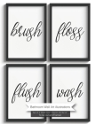 Bathroom Wall Art illustrations: Set of 5 Washroom Decor Art 8x10- Flush, Floss, Brush, Wash - To be cut out of the book and framed By Creaty Style Cover Image