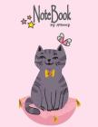 Notebook By FFunny: Grey cat on pink cover and Dot Graph Line Sketch pages, Extra large (8.5 x 11) inches, 110 pages, White paper, Sketch, By F. Funny Cover Image