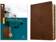 NLT Courage for Life Study Bible for Men (Leatherlike, Rustic Brown Lion, Indexed, Filament Enabled) Cover Image