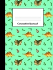 Composition Notebook: Wide Ruled Kids Writing Book Dinosaurs on Aqua Design Cover By Lark Designs Publishing Cover Image