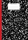 Marble Notebook A4: Black and Red Spine College Ruled Journal Cover Image