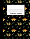 Composition Notebook: Wide Ruled Kids Writing Book Dinosaurs on Black Design Cover By Lark Designs Publishing Cover Image