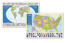 National Geographic World and United States for Kids Maps (Poster Size: 36 X 24 In) [Map Pack Bundle] (National Geographic Reference Map) By National Geographic Maps Cover Image