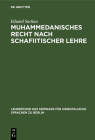 Muhammedanisches Recht Nach Schafiitischer Lehre Cover Image