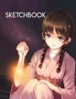 Sketchbook: Anime style cover, sketchbook for Drawing, Coloring, Sketching and Doodling manga, 8.5 x 11 110 pages Cover Image