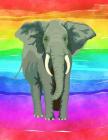 Notebook: Elephant Rainbow Watercolor 8.5 X 11 202 College Ruled Pages Cover Image