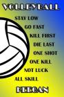 Volleyball Stay Low Go Fast Kill First Die Last One Shot One Kill Not Luck All Skill Keegan: College Ruled Composition Book Blue and Yellow School Col By Shelly James Cover Image