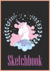 Sketchbook: Cute Unicorn On Pink Glitter Effect Background, Large Blank Sketchbook For Girls: Large Blank Sketchbook For Girls, 12 Cover Image