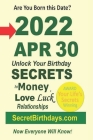 Born 2022 Apr 30? Your Birthday Secrets to Money, Love Relationships Luck: Fortune Telling Self-Help: Numerology, Horoscope, Astrology, Zodiac, Destin Cover Image