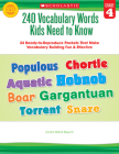 240 Vocabulary Words Kids Need to Know: Grade 4: 24 Ready-to-Reproduce Packets Inside! Cover Image