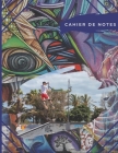 Cahier de notes: Trottinette tricks au skatepark - Photos de sauts en trottinette sur fond graffity - cahier de note multicolor pour ri Cover Image