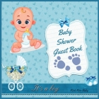 It's a Boy! Baby Shower Guest Book: Amazing Color Interior with 100 Page and 8.5 x 8.5 inch - Blue Strollers with Flower Cover Image