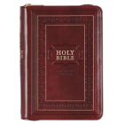 KJV Holy Bible, Compact Large Print Faux Leather Red Letter Edition - Ribbon Marker, King James Version, Burgundy, Zipper Closure  Cover Image