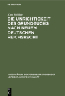 Die Unrichtigkeit Des Grundbuchs Nach Neuem Deutschen Reichsrecht Cover Image