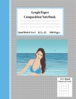 Graph Composition Notebook 4 Squares per inch 4x4 Quad Ruled 4 to 1 / 8.5 x 11 100 Sheets: Cute Girl in Sea Water Gift Notepad / Grid Squared Paper Ba By Animal Journal Press Cover Image