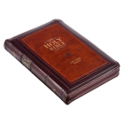 KJV Holy Bible, Compact Faux Leather Red Letter Edition - Ribbon Marker, King James Version, Burgundy/Saddle Tan, Zipper Closure  Cover Image
