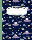 Primary Composition Notebook Story Paper: Picture Space And Dashed Midline - Grades K-2 School Exercise Book - 120 Story Pages - Cat-stronaut - Green By Petit Papillon Bleu Cover Image