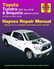 Toyota Tundra 2007 thru 2019 and Sequoia 2008 thru 2019 Haynes Repair Manual: All 2WD and 4WD models By Editors of Haynes Manuals Cover Image