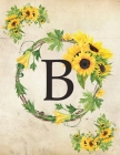 B: Monogram Initial B Notebook for Women and Girls- 8.5