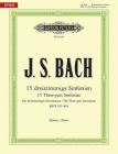 Three-Part Sinfonias (Inventions) Bwv 787-801 for Piano: Based on the Autograph Manuscript of 1723, Urtext (Edition Peters) By Johann Sebastian Bach (Composer), Ulrich Bartels (Composer) Cover Image