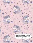 Sketchbook: Pink and Blue Unicorn Fun Framed Drawing Paper Notebook By Sparks Sketches Cover Image