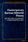Contemporary German Editorial Theory (Editorial Theory And Literary Criticism) By Hans Walter Gabler (Editor), George Bornstein (Editor), Gillian Borland Pierce (Editor) Cover Image
