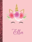 Ella: Ella Marble Size Unicorn SketchBook Personalized White Paper for Girls and Kids to Drawing and Sketching Doodle Taking Cover Image