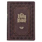 KJV Study Bible, Large Print King James Version Holy Bible, Thumb Tabs, Ribbons, Faux Leather Dark Brown Debossed Cover Image