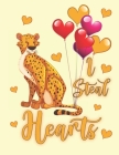 I Steal Hearts: Cute African Cheetah Cat Kids Composition 8.5 by 11 Notebook Valentine Card Alternative Cover Image