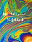 My Awesome Sketchbook: Premium rainbow cover Notebook Sketch Book for doodling, Sketching, Painting, 130 pages, 8.5 x 11 Cover Image